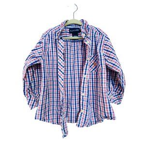 Ralph Lauren boys Checkered 100% Cotton Button-Down Long Sleeve Shirt Size M 4 /